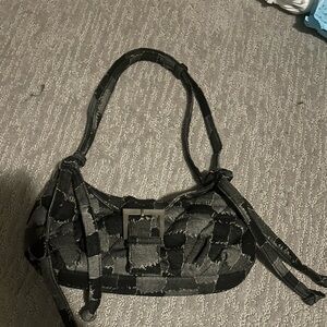 Stylish Black and Gray  PRETTY LITTLE THING DENIM PATCH BAG